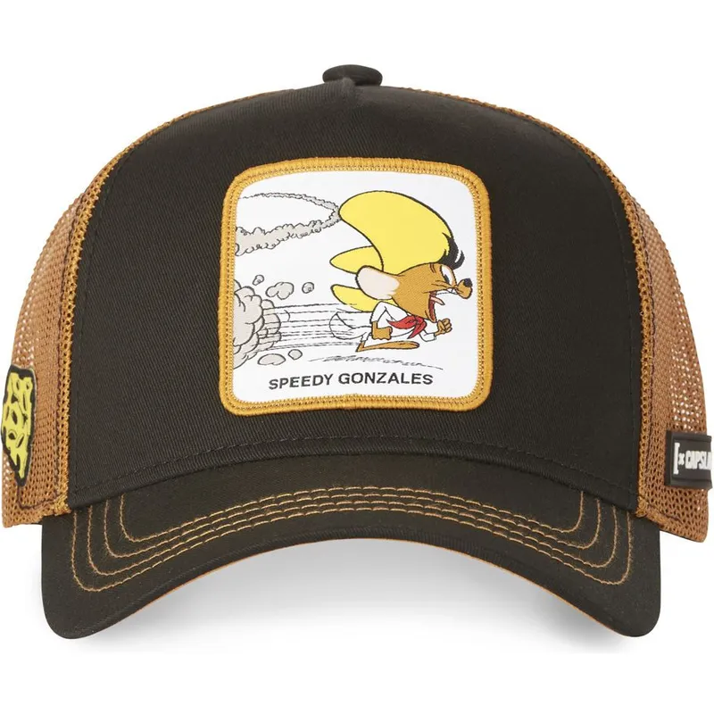 cappellino-trucker-nero-e-marrone-speedy-gonzales-spe3-looney-tunes-di-capslab
