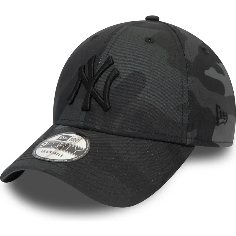 gebogene-kappe-schwarzes-camouflage-verstellbar-mit-schwarzem-logo-9forty-league-essential-von-new-york-yankees-mlb-von-new-era