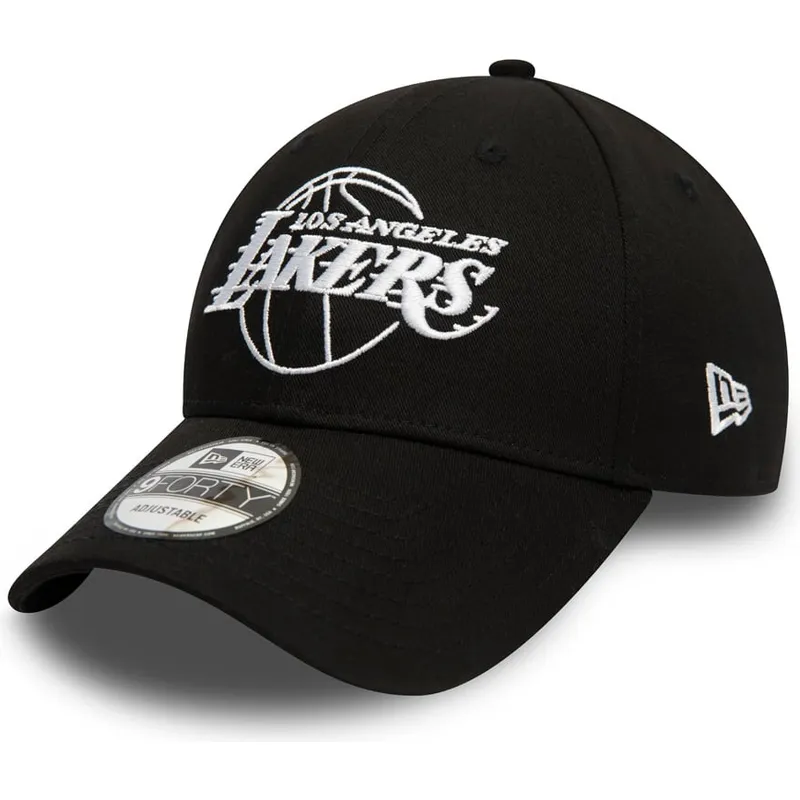 schwarze-verstellbare-curved-cap-9forty-essential-outline-der-los-angeles-lakers-nba-von-new-era