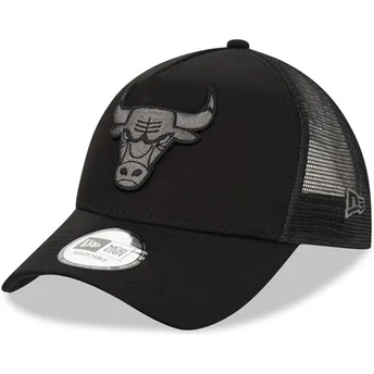 Cappellino trucker nero con logo nero 9FORTY A Frame Tonal di Chicago Bulls NBA di New Era