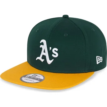 Grüne und gelbe flache Snapback-Kappe 9FIFTY Essential von Oakland Athletics MLB von New Era