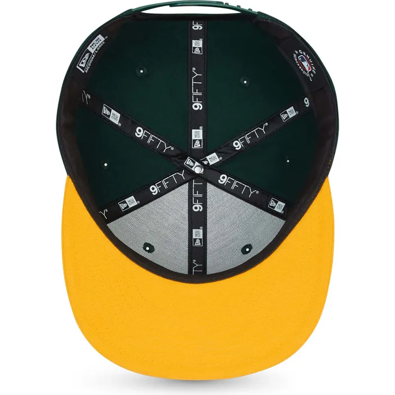 cappello-piatto-verde-e-giallo-snapback-9fifty-essential-di-oakland-athletics-mlb-di-new-era