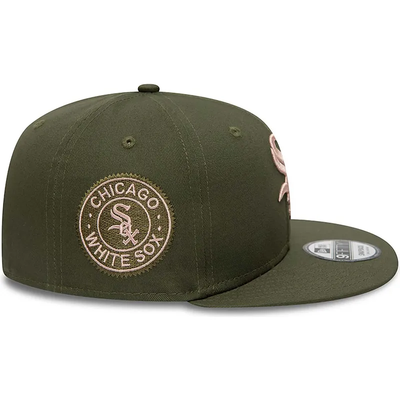 gorra-plana-verde-snapback-con-logo-rosa-9fifty-side-patch-de-chicago-white-sox-mlb-de-new-era