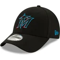 schwarze-verstellbare-gebogene-kappe-9forty-the-league-der-miami-marlins-mlb-von-new-era