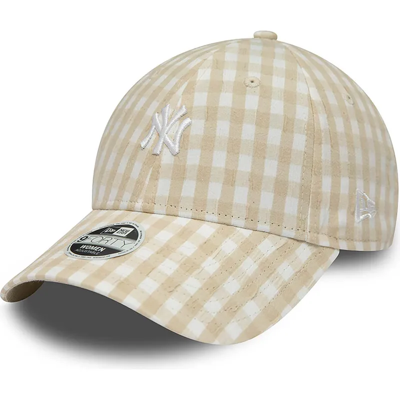 epci-curbata-bej-reglabila-9forty-gingham-de-new-york-yankees-mlb-de-new-era