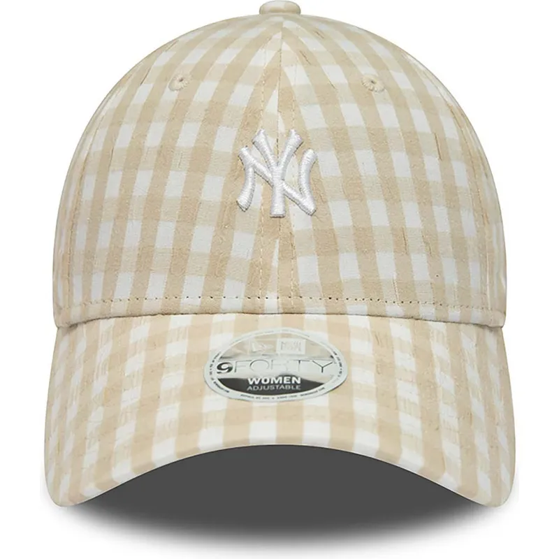 epci-curbata-bej-reglabila-9forty-gingham-de-new-york-yankees-mlb-de-new-era