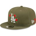 new-era-flat-brim-9fifty-flower-los-angeles-dodgers-mlb-green-snapback-cap