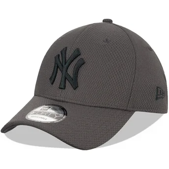 Graue verstellbare Curved Cap mit grauem Logo 9FORTY Diamond Era der New York Yankees MLB von New Era
