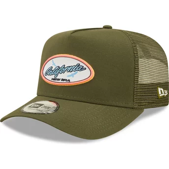 New Era California A Frame Oval State Green Trucker Hat