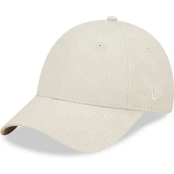 Șepci curbată bej reglabilă 9FORTY Monogram de New York Yankees MLB de New Era