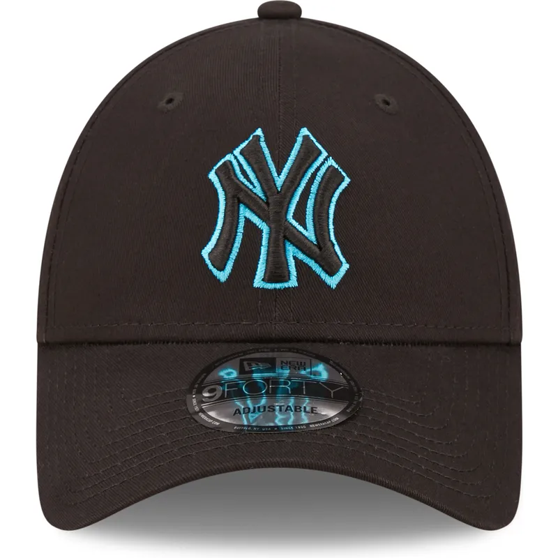 gorra-curva-negra-ajustable-con-logo-azul-9forty-neon-outline-de-new-york-yankees-mlb-de-new-era