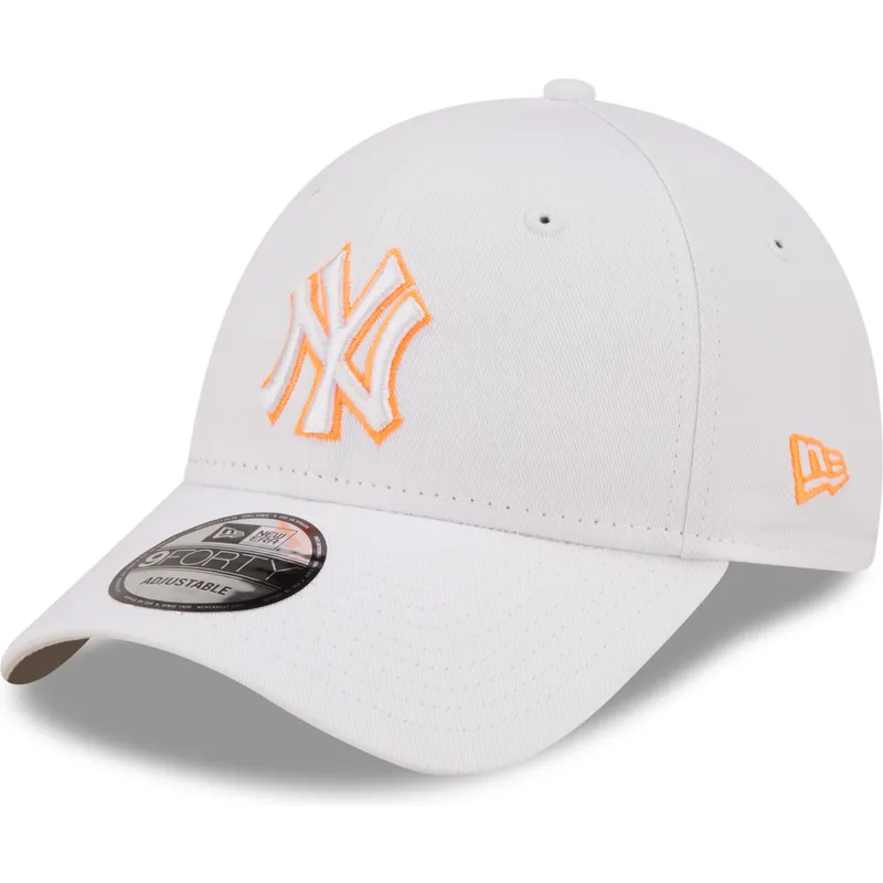 gorra-curva-blanca-ajustable-con-logo-naranja-9forty-neon-outline-de-new-york-yankees-mlb-de-new-era