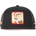 capslab-flat-brim-wile-e-coyote-casf-wi3-looney-tunes-black-trucker-hat