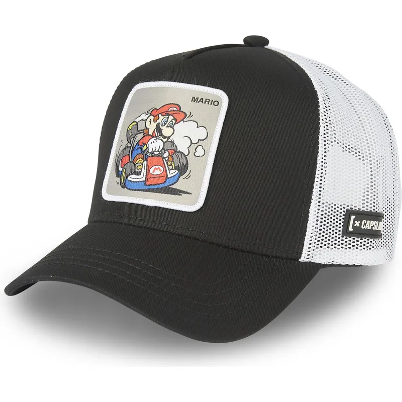 cappellino-trucker-nero-e-bianco-mario-kart-dri2-super-mario-bros-di-capslab