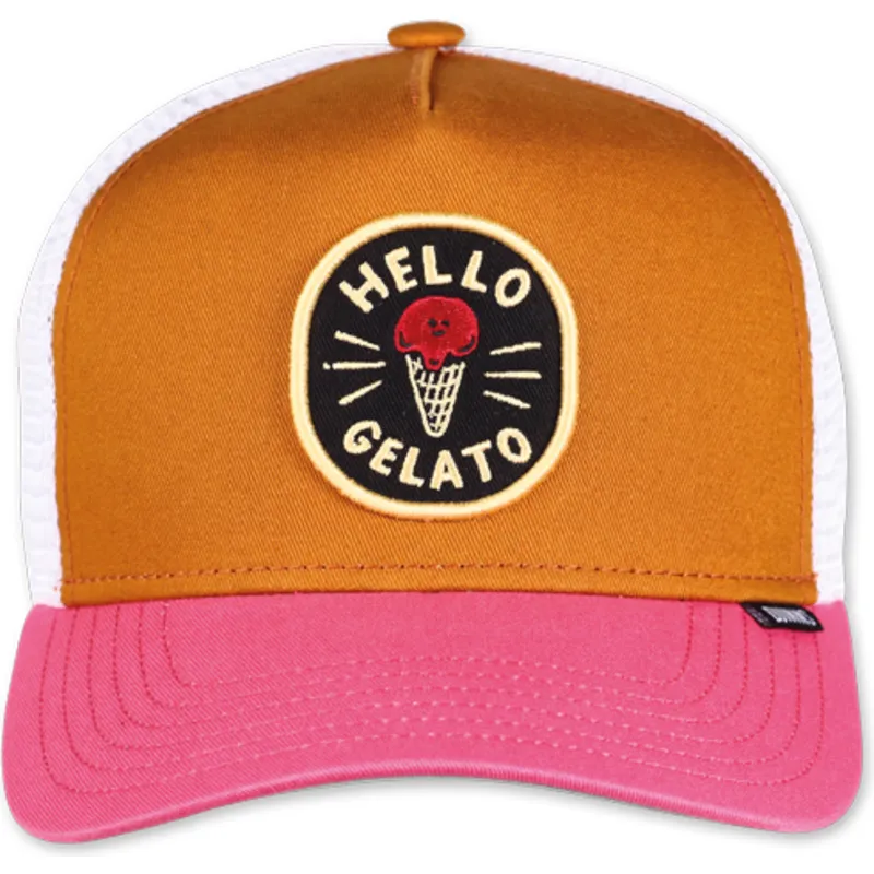 czapka-trucker-brazowa-biala-i-rozowa-hello-gelato-hft-food-od-djinns