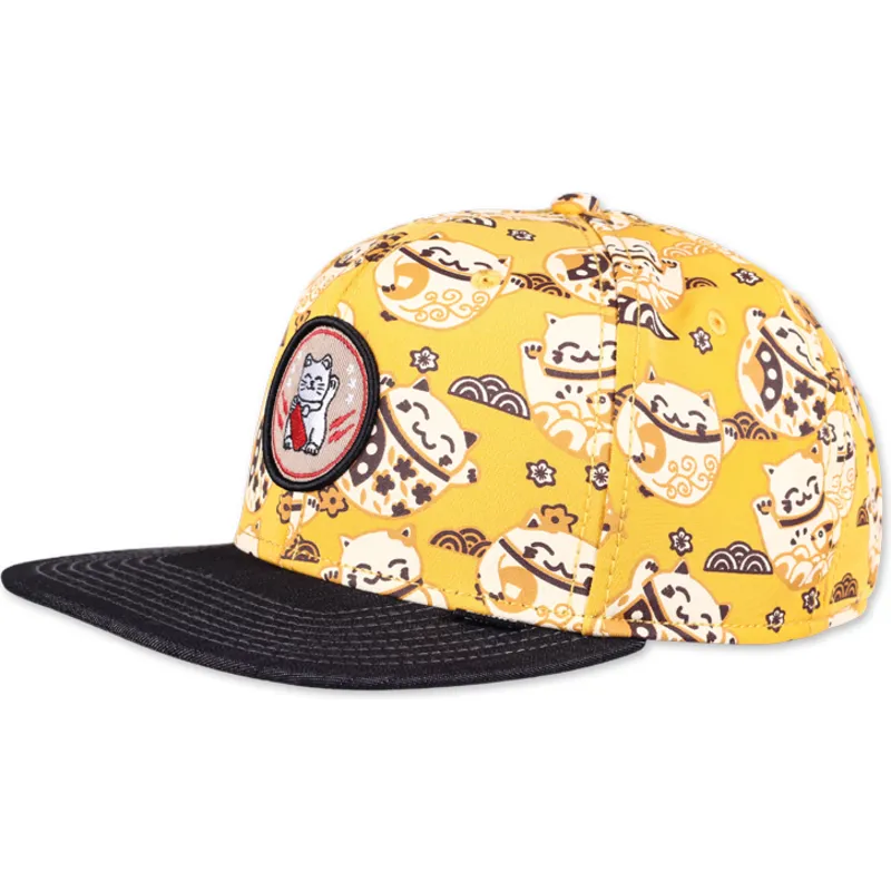 epci-plata-galben-snapback-lucky-cat-linen-de-djinns