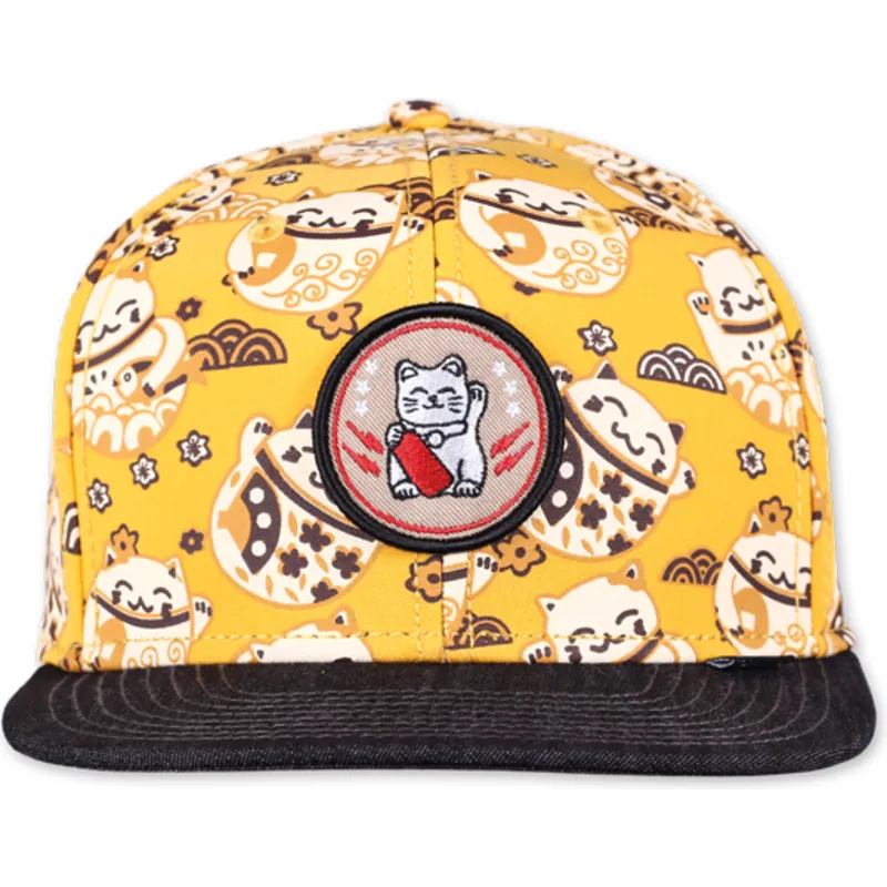 epci-plata-galben-snapback-lucky-cat-linen-de-djinns