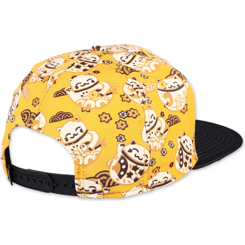 epci-plata-galben-snapback-lucky-cat-linen-de-djinns