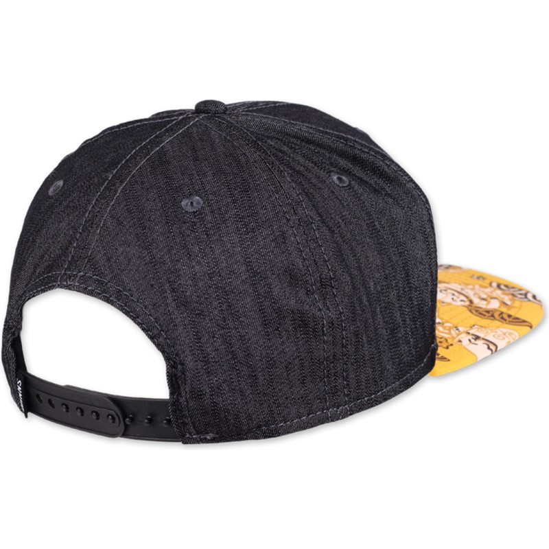 djinns-flat-brim-lucky-cat-linen-rev-black-and-yellow-snapback-cap