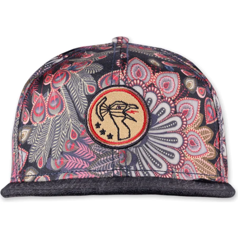 czarna-czapka-z-plaskim-daszkiem-snapback-peacock-linen-od-djinns