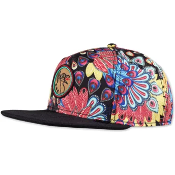 Czapka płaska wielokolorowa snapback Peacock Linen od Djinns