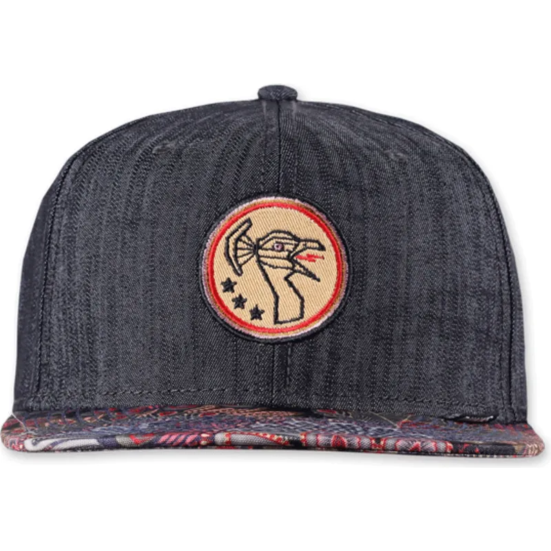 epci-plata-negru-snapback-peacock-linen-rev-de-djinns