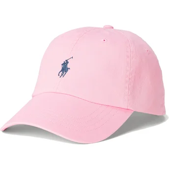 Rosa verstellbare Curved Cap mit blauem Logo Cotton Chino Classic Sport von Polo Ralph Lauren