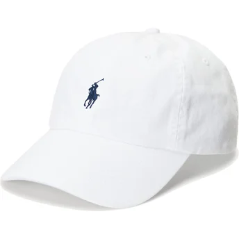 Biała regulowana czapka z zakrzywionym daszkiem z niebieskim logo Cotton Chino Classic Sport od Polo Ralph Lauren