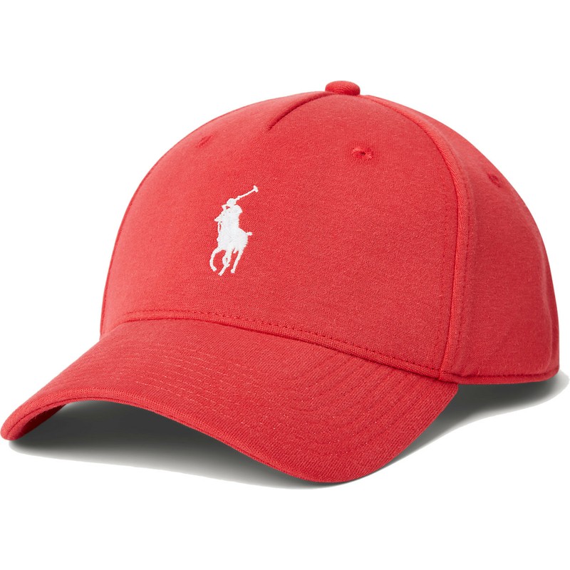 polo-ralph-lauren-curved-brim-white-logo-ponte-darted-modern-sport-red-snapback-cap