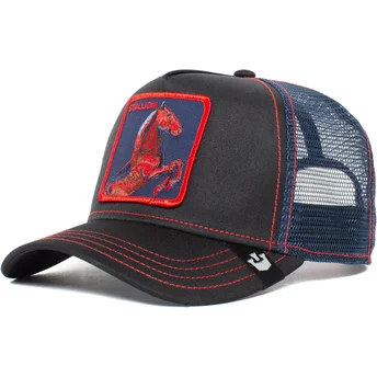 Schwarze Trucker-Kappe Pferd Stallion Trip The Farm von Goorin Bros.