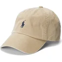 justerbar-ljusbrun-keps-med-bojd-skarm-och-bla-logotyp-cotton-chino-classic-sport-fran-polo-ralph-lauren