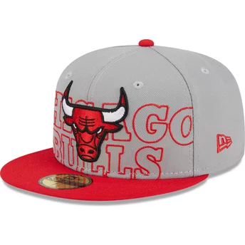 Casquette plate grise et rouge ajustée 59FIFTY Draft Edition 2023 Chicago Bulls NBA New Era