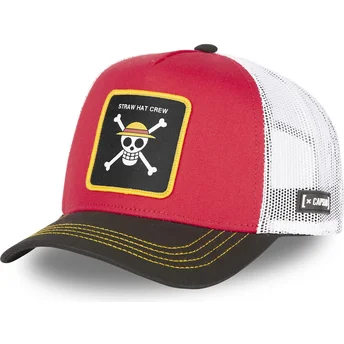 Cappellino trucker rosso, bianco e nero Straw Hat Pirates ONE2 One Piece di Capslab