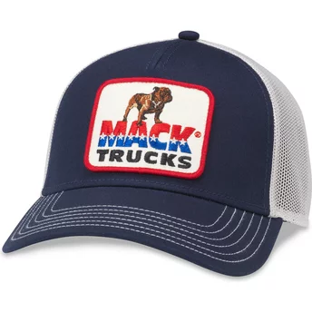 Casquette trucker bleue et blanche snapback Mack Trucks Twill Valin Patch American Needle
