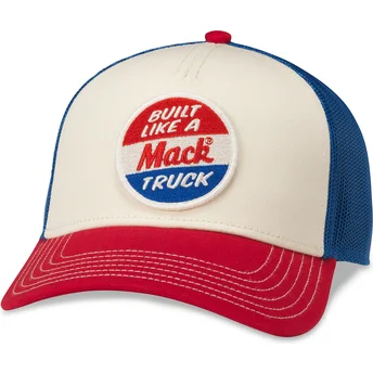 Cappellino trucker bianco, blu e rosso snapback Mack Trucks Twill Valin Patch di American Needle