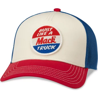 Casquette trucker blanche, bleue et rouge snapback Mack Trucks Twill Valin Patch American Needle
