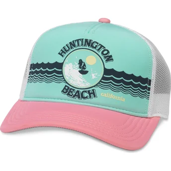 Grön, vit och rosa truckerkeps snapback Huntington Beach California Riptide Valin från American Needle
