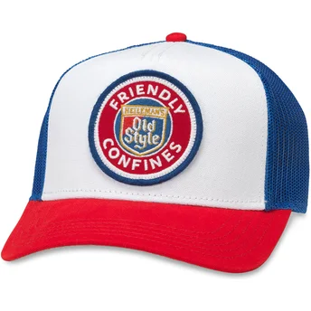 Cappello trucker bianco, blu e rosso snapback Old Style Valin di American Needle