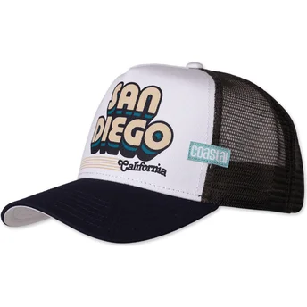 Weiße und marineblaue Trucker-Kappe San Diego HFT von Coastal