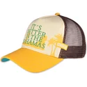 gelbe-und-braune-trucker-kappe-it-s-better-in-the-bahamas-hft-von-coastal