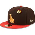 cappello-piatto-marrone-e-rosso-regolato-59fifty-the-elements-fire-pin-dei-los-angeles-dodgers-mlb-di-new-era