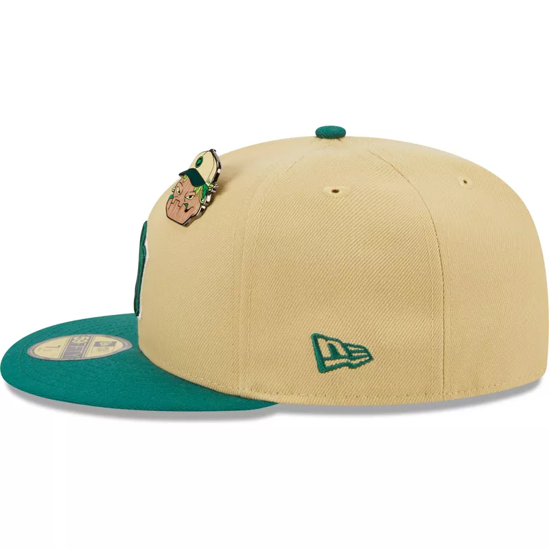 New Era Flat Brim 59FIFTY The Elements Earth Pin New York Yankees MLB Beige  and Green Fitted Cap