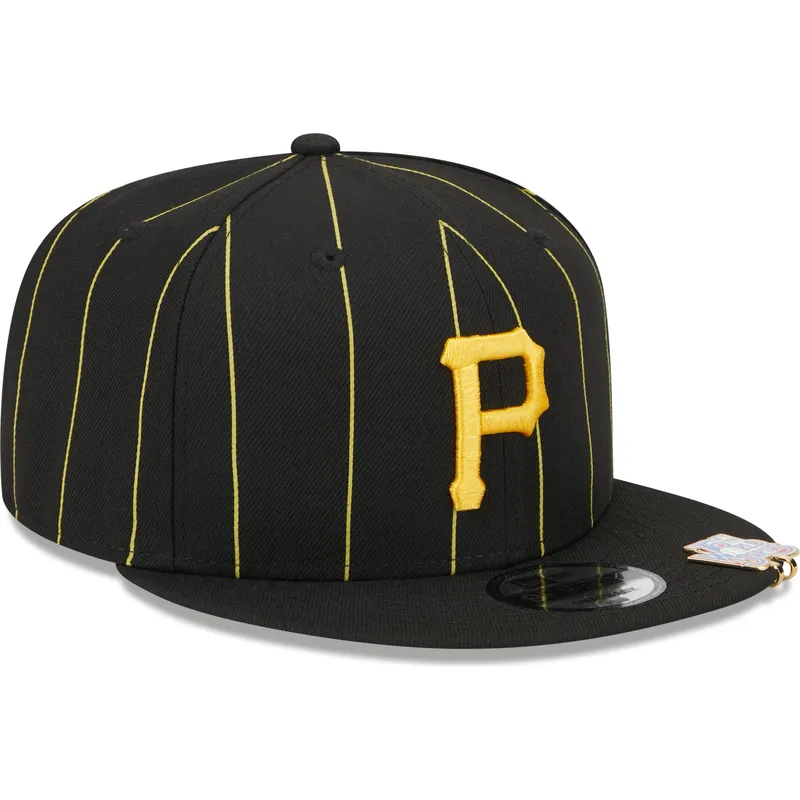 schwarze-flache-snapback-kappe-9fifty-pinstripe-visor-clip-der-pittsburgh-pirates-mlb-von-new-era