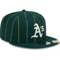 cappello-piatto-verde-snapback-9fifty-pinstripe-visor-clip-di-oakland-athletics-mlb-di-new-era