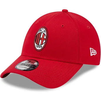 Șepci curbată roșu bandă reglabilă 9FORTY Core de AC Milan Serie A de New Era