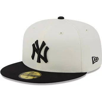 New Era Flat Brim 59FIFTY Championships New York Yankees MLB White and Black Fitted Cap