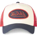 cappellino-trucker-beige-rosso-e-blu-marino-cla5-di-von-dutch