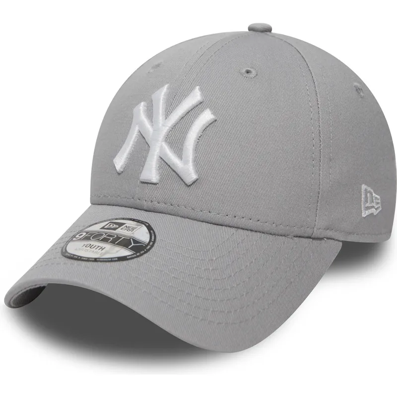 cappellino-grigio-curvo-regolabile-per-bambino-9forty-essential-dei-new-york-yankees-mlb-di-new-era