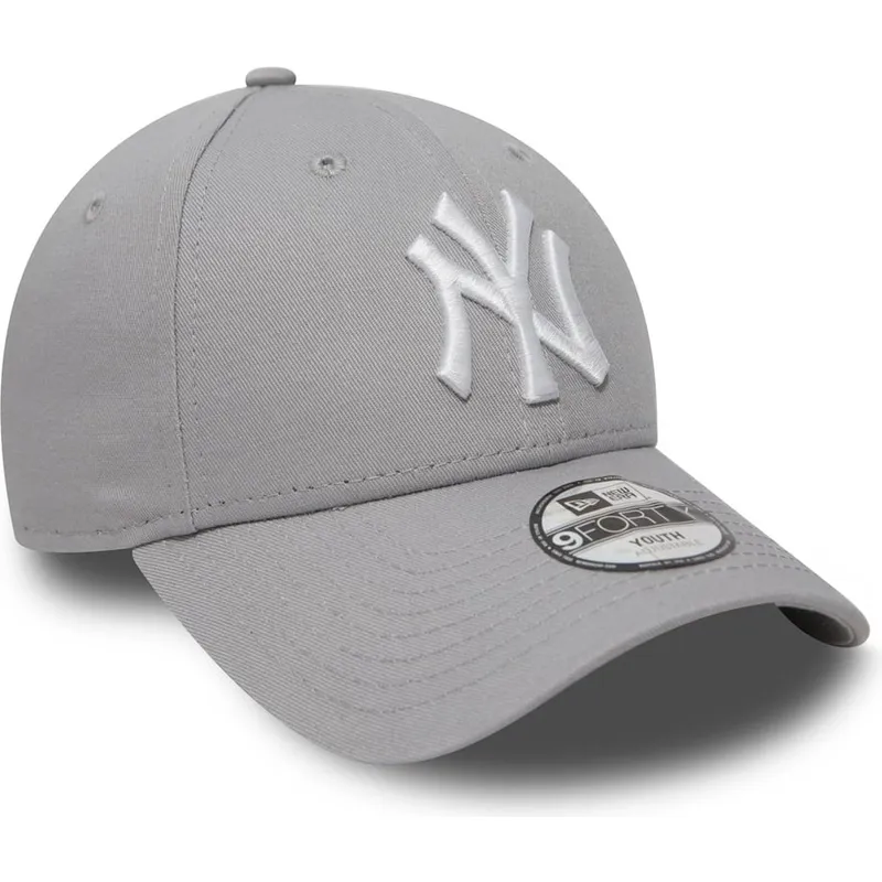 cappellino-grigio-curvo-regolabile-per-bambino-9forty-essential-dei-new-york-yankees-mlb-di-new-era
