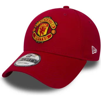 Șepci curbată roșu bandă reglabilă 9FORTY Essential de Manchester United Football Club Premier League de New Era